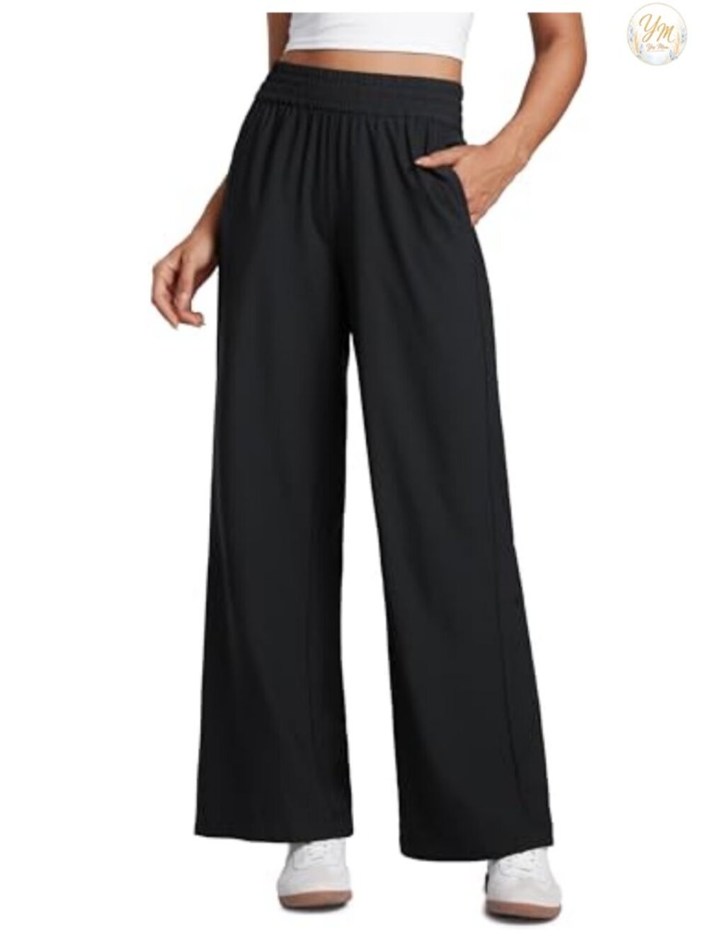 High Rise Drapey Wide Leg Pants with Pockets